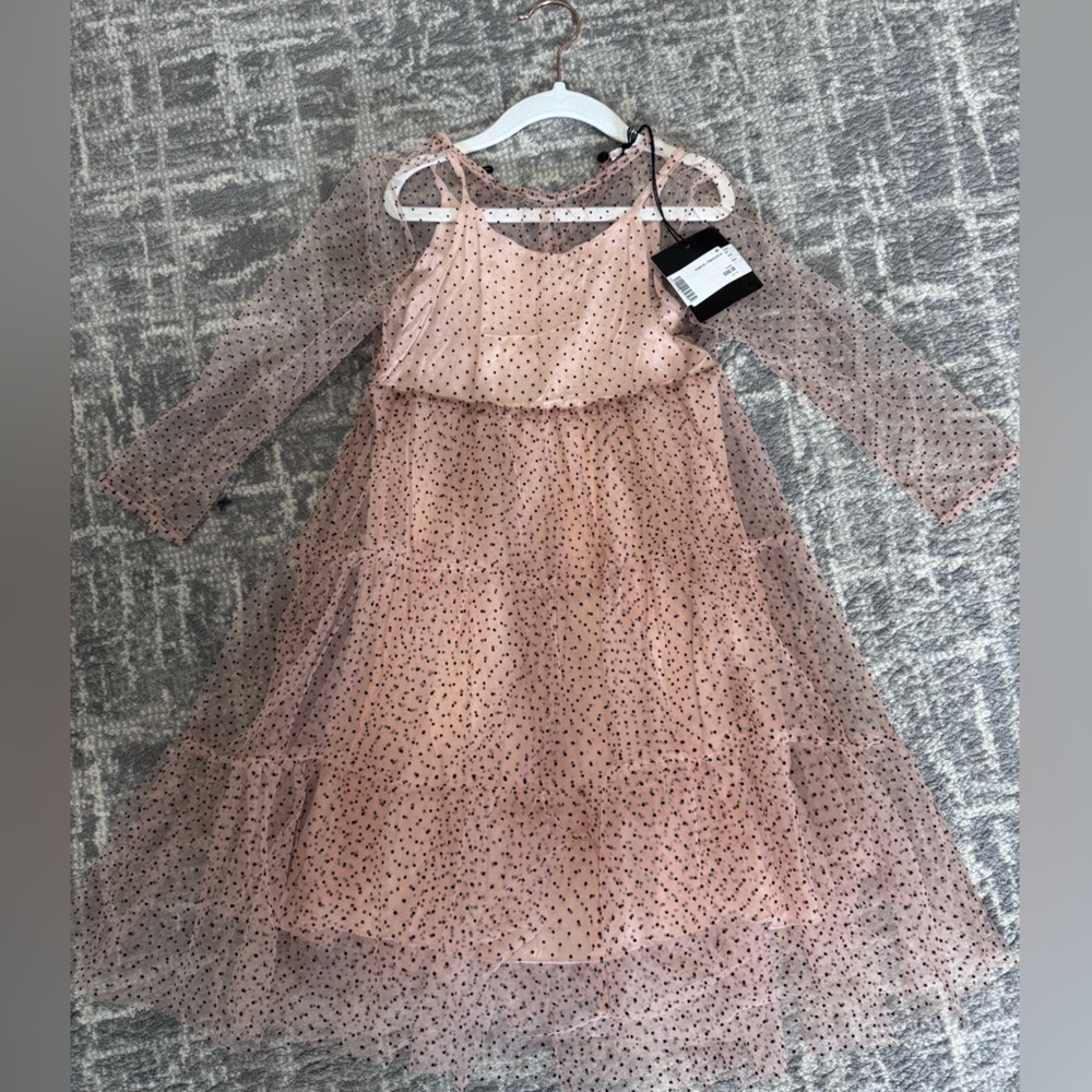 Philosophy Girls Pink Polka Dot Tulle Formal Dress
